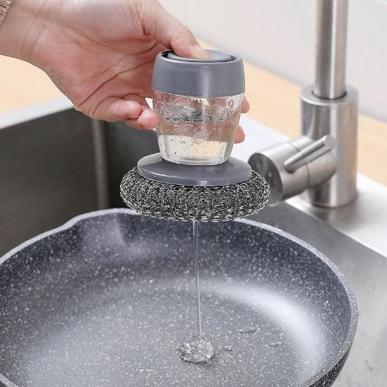 Brosse vaisselle avec son grattoir aluminium