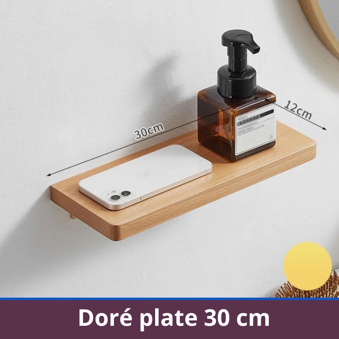 etagere-bois-salle-de-bain-dore-plat-30cm