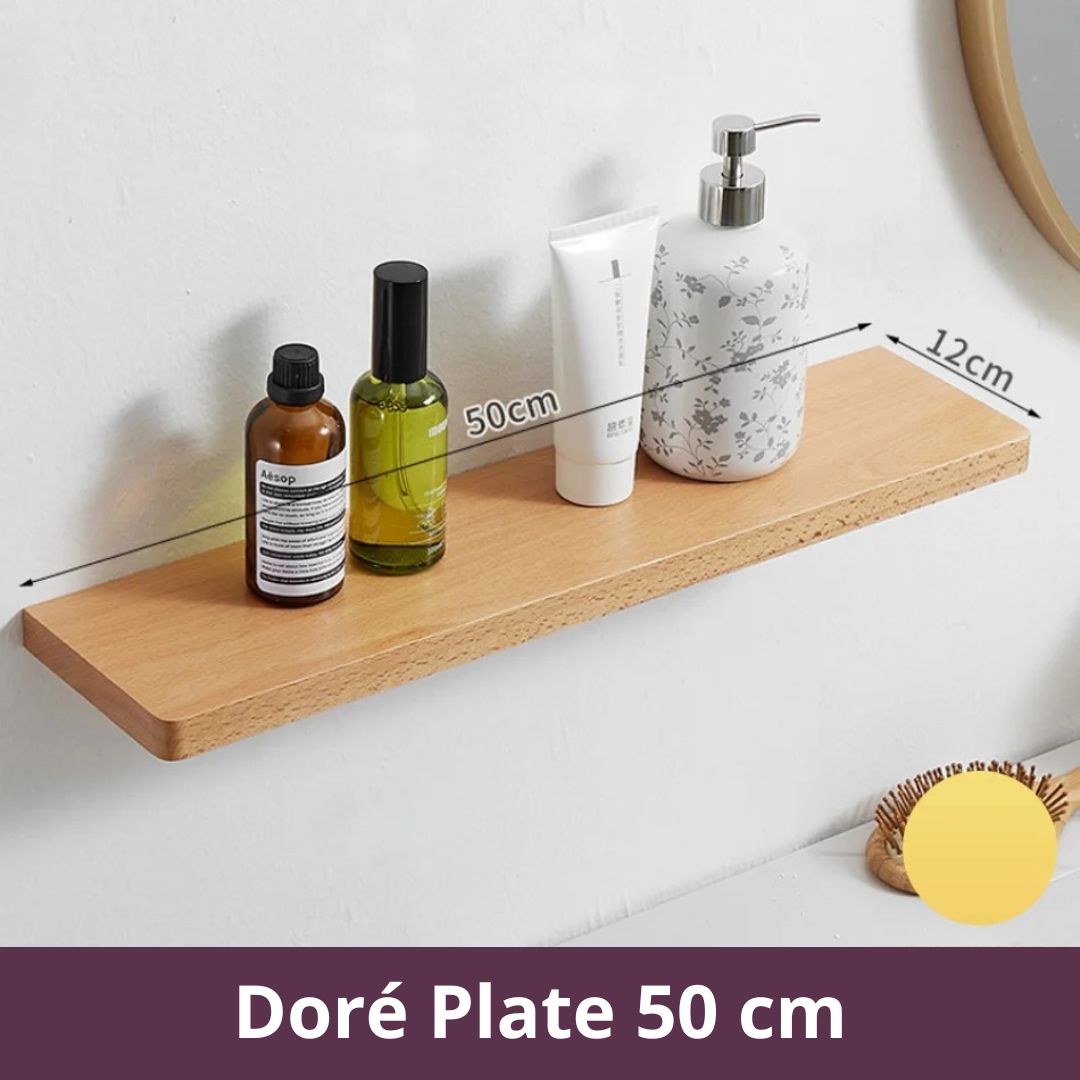 etagere-bois-salle-de-bain-dore-plat-50cm