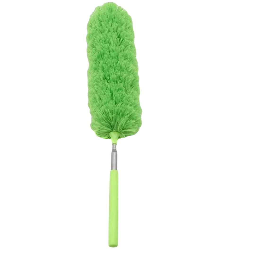 plumeau vert avec un manche extensible