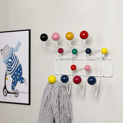porte-manteau-mural-bois-boule multicolore